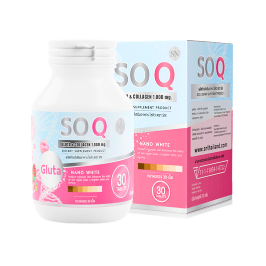 SOQ Gluta & Collagen 1000mg Dietary Supplements, 30 Tablets