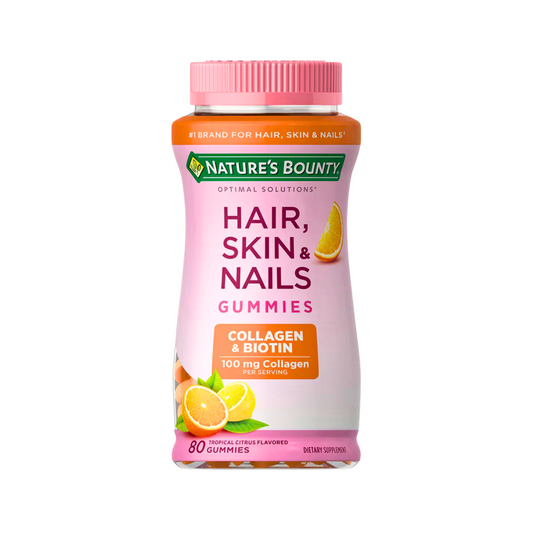 Nature's Bounty Hair, Skin & Nails + Collagen Gummies  Share 2500 mcg Biotin, 100 mg Collagen, 80 Gummies