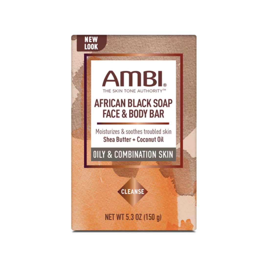 Ambi African Black Soap Face & Body Bar,150g